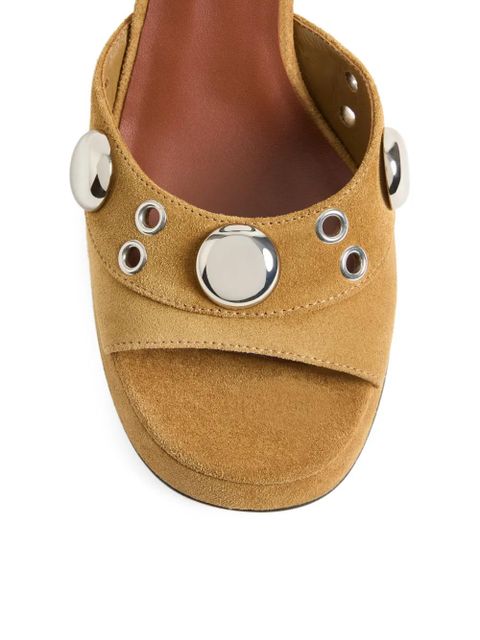 Valentino Garavani logo-plaque suede sandals - Brown