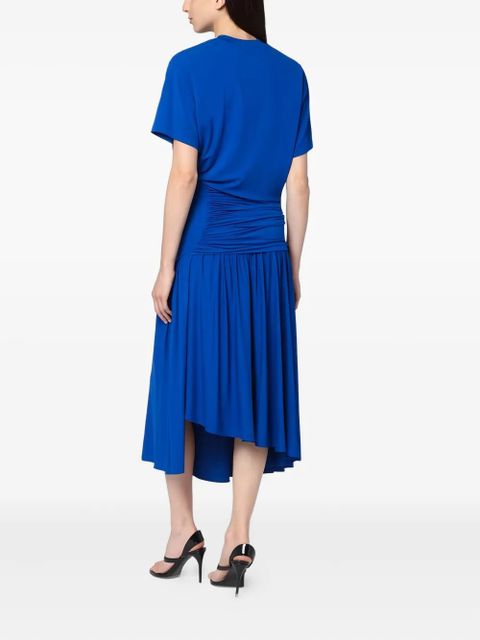 Ferragamo gathered-waist asymmetric day dress - Blue