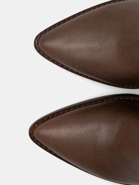 Steve Madden kozaki skórzane Bixby damskie kolor brązowy na słupku 11004834