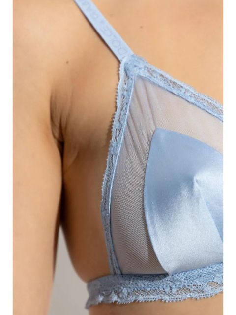 Dolce & Gabbana lace-trimmed satin bra - Blue
