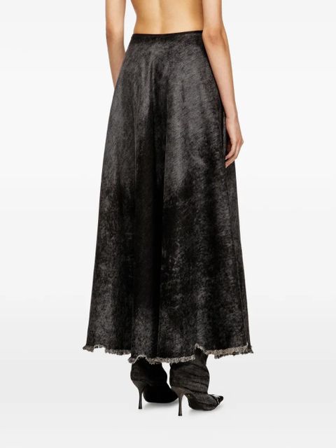 Diesel frayed-hem A-line maxi skirt - Black