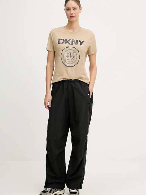 Dkny t-shirt bawełniany damski kolor beżowy DP5T1366 - zdjęcie produktu nr 2