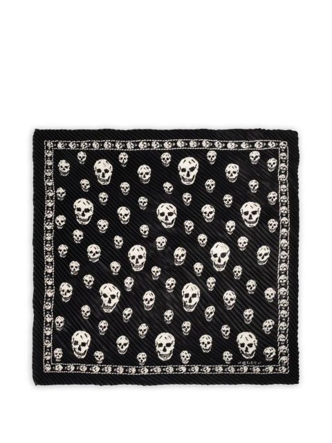 Alexander McQueen skull-print plissé scarf - Black - zdjęcie produktu nr 1