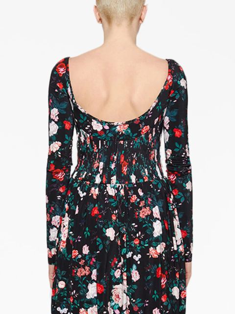 Rabanne rose-print maxi dress - Black