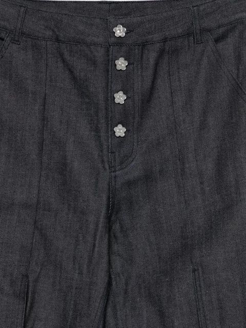 Cecilie Bahnsen flower-button jeans - Blue