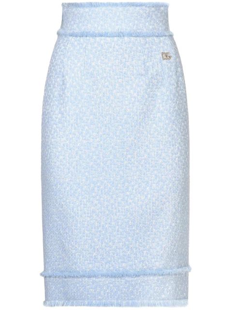 Dolce & Gabbana DNA appliqu�-logo tweed straight skirt - Blue - zdjęcie produktu nr 1