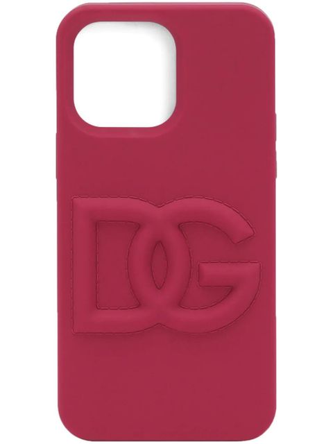 Dolce & Gabbana logo-embossed iPhone 14 Pro Max case - Pink - zdjęcie produktu nr 1