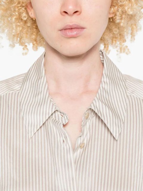 KHAITE stripe-pattern long-sleeve shirt - White