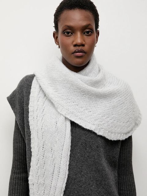 Answear.LAB szalik z wełną merino damski kolor szary gładki - zdjęcie produktu nr 1