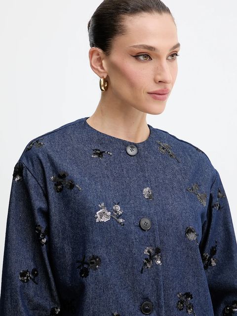 Marella marynarka jeansowa Emme by Marella kolor granatowy jednorzędowa 2525046111200