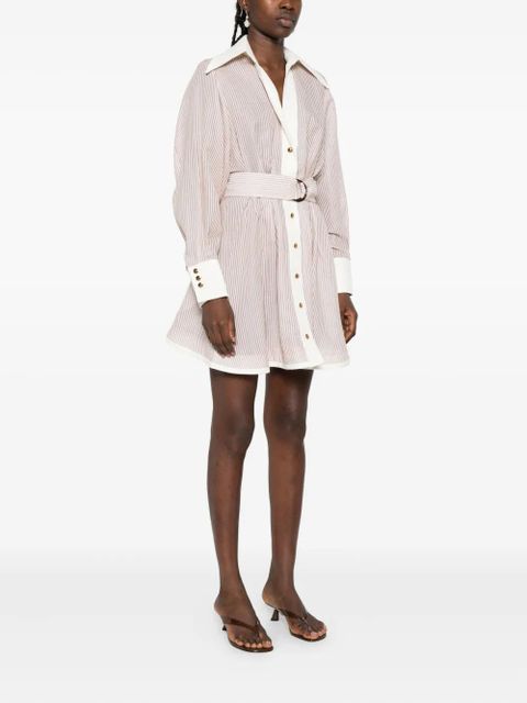 ZIMMERMANN Hypnotic Tuck belted mini shirt dress - Neutrals - zdjęcie produktu nr 2