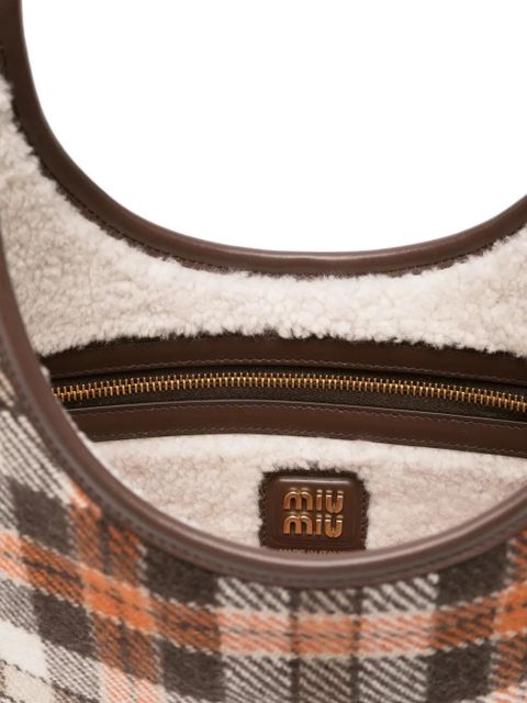 Miu Miu tartan tote bag - Brown