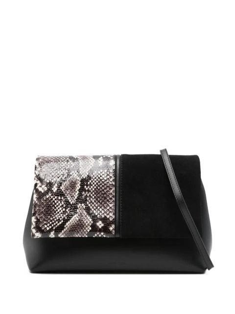 Manu Atelier The Fold snakeskin-pattern clutch bag - Black