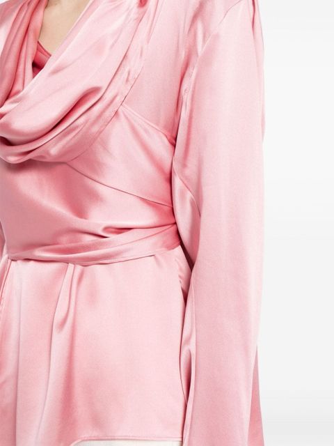 Magda Butrym long-sleeve draped silk blouse - Pink