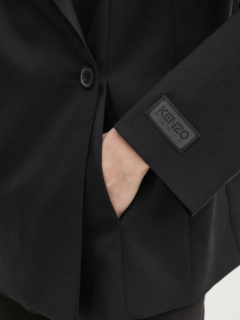 Kenzo marynarka wełniana kolor czarny jednorzędowa gładka FF52VE2589RA.99