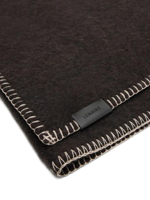 LEMAIRE stitched-edge wool scarf - Brown