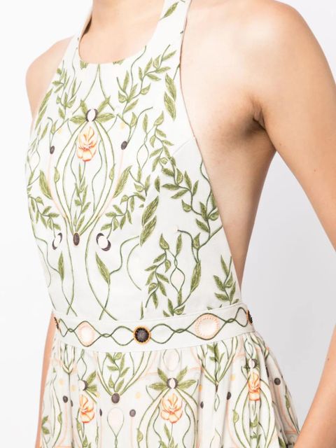 Agua By Agua Bendita Consuelo Lunar floral-print halterneck dress - Green