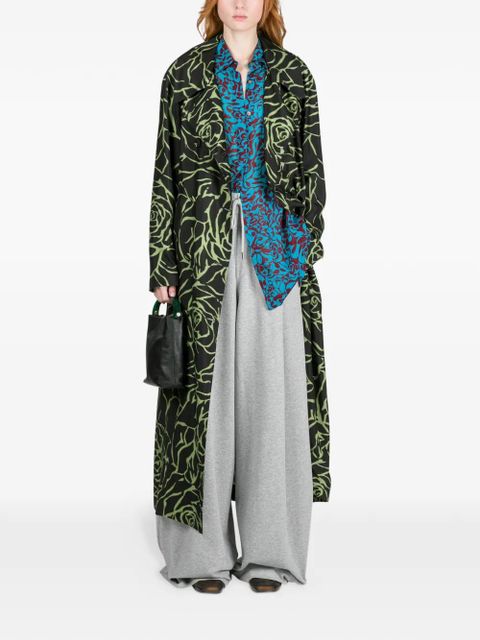 DRIES VAN NOTEN floral-print coat - Black - zdjęcie produktu nr 2