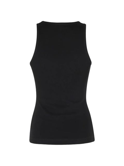 GANNI ribbed logo-embroidered top - Black - zdjęcie produktu nr 2