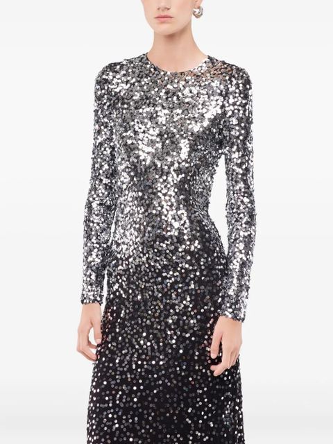 Rabanne sequin ombre-effect long dress - Silver