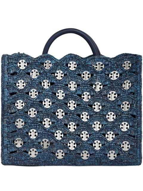 Rabanne woven raffia tote bag - Blue - zdjęcie produktu nr 1