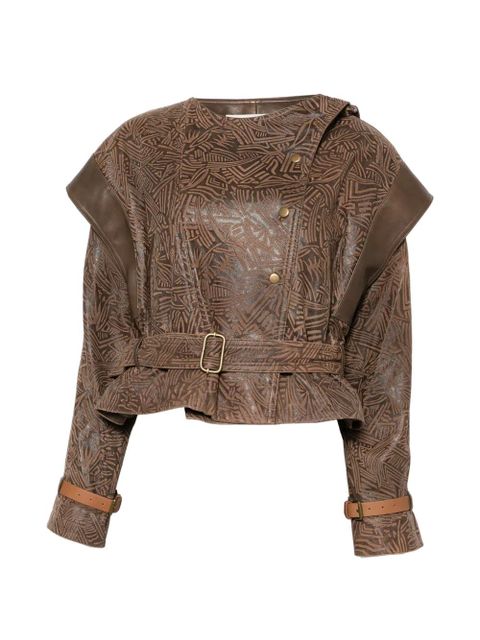 ISABEL MARANT Erine patterned belted jacket - Brown - zdjęcie produktu nr 1