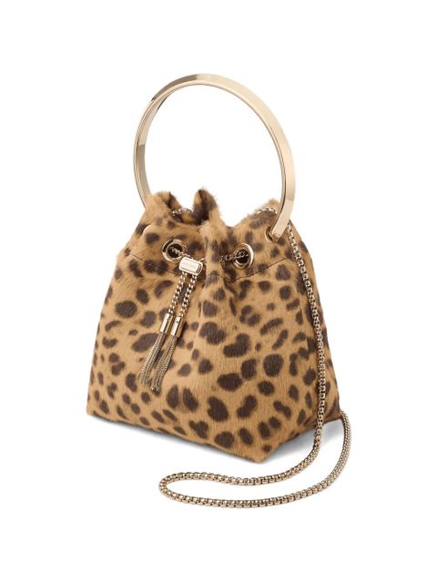 Jimmy Choo Bon Bon leopard-print circe-handle mini bag - Neutrals