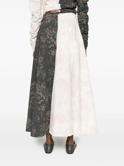 GANNI floral-print panelled skirt - White