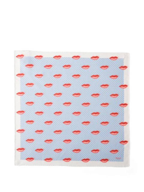 Prada printed silk twill scarf 55 x 55 cm - Blue