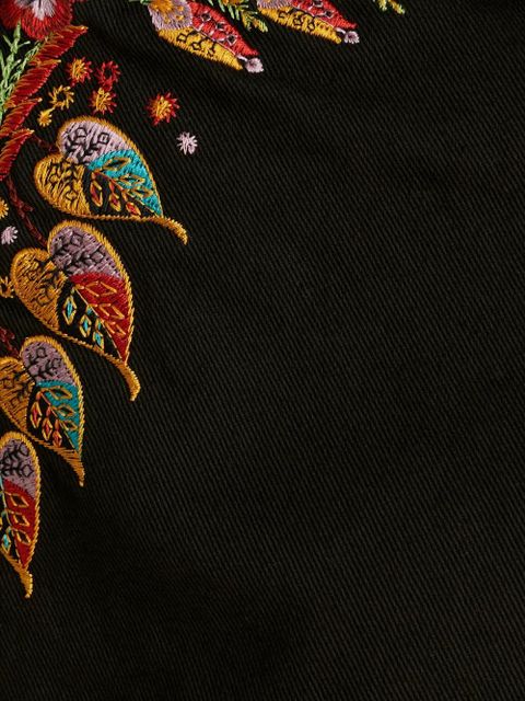 ETRO foliage-embroidered mid-rise flared jeans - Black