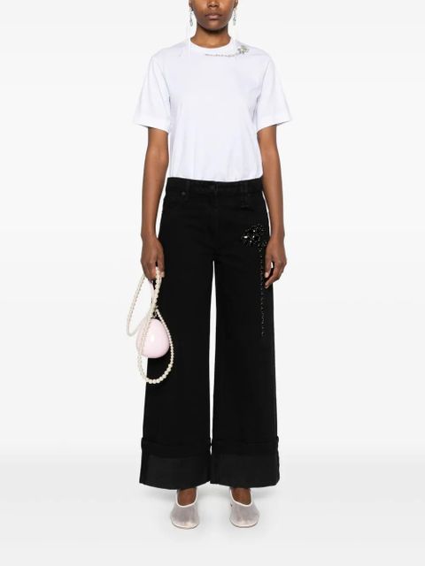 Simone Rocha Carnation-embellished jeans - Black - zdjęcie produktu nr 2