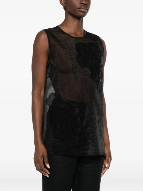 Cecilie Bahnsen Alba floral-appliqué top - Black