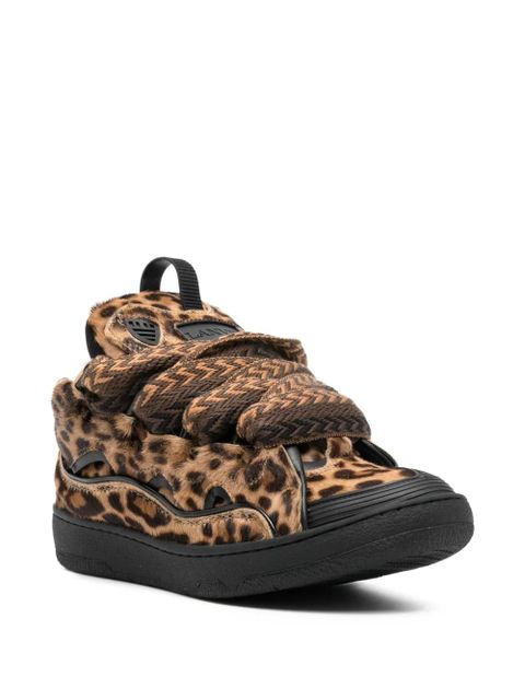 Lanvin Curb animal-print lace-up sneakers - Neutrals