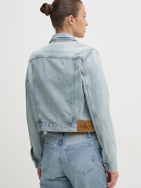 Calvin Klein Jeans kurtka jeansowa damska kolor niebieski przejściowa J20J224544