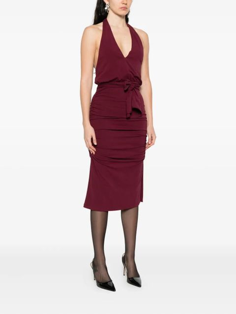 Rowen Rose V-neck draped mini dress - Red