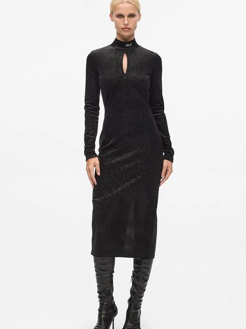 Karl Lagerfeld sukienka kolor czarny midi dopasowana A4W13016 - zdjęcie produktu nr 1