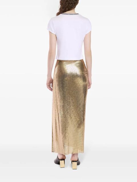 Rabanne gathered-detail mesh skirt - Gold