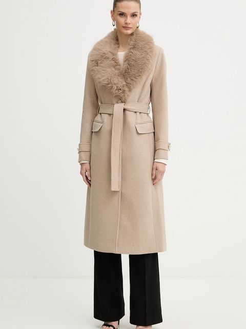 Morgan płaszcz z dodatkiem wełny kolor beżowy GPEAKS - zdjęcie produktu nr 1