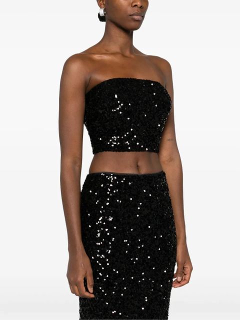 ROTATE BIRGER CHRISTENSEN sequined crop top - Black