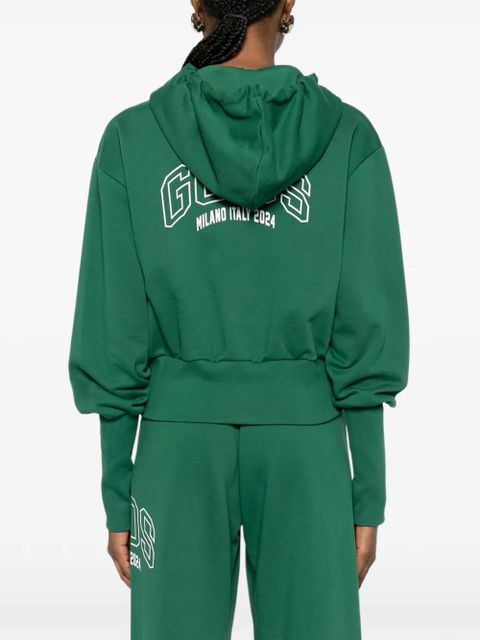 GCDS zip-up logo-print hoodie - Green
