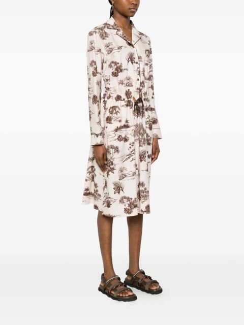 Moncler drawstring floral-print midi dress - Neutrals