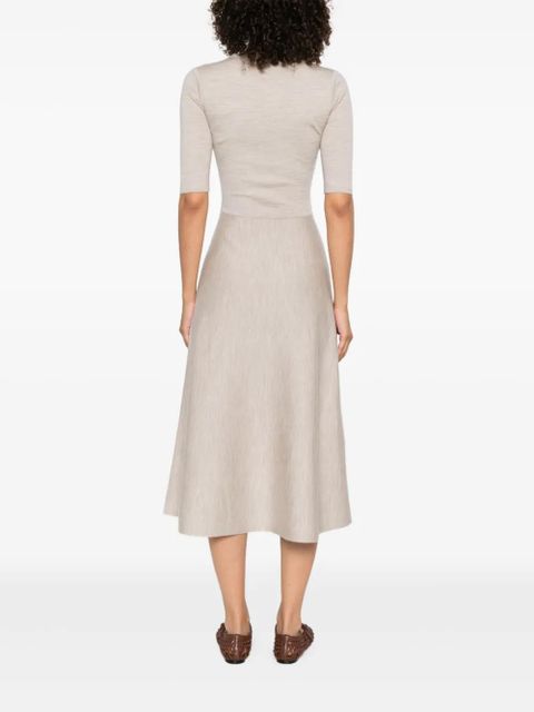 Gabriela Hearst half-sleeve A-line midi dress - Neutrals