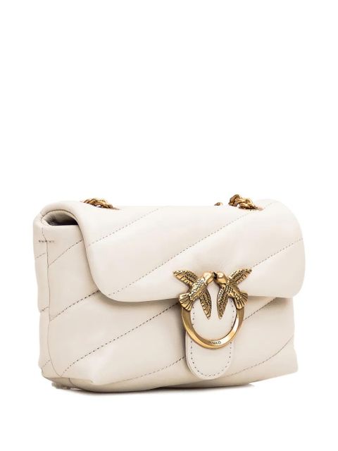 PINKO Love Birds-buckle quilted shoulder bag - White