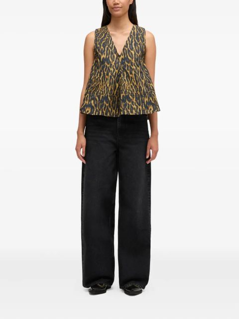 GANNI V-neck animal-print top - Brown - zdjęcie produktu nr 2