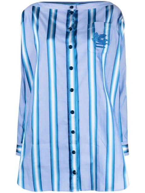 ETRO vertical-stripe long-sleeve shirt dress - Blue - zdjęcie produktu nr 1