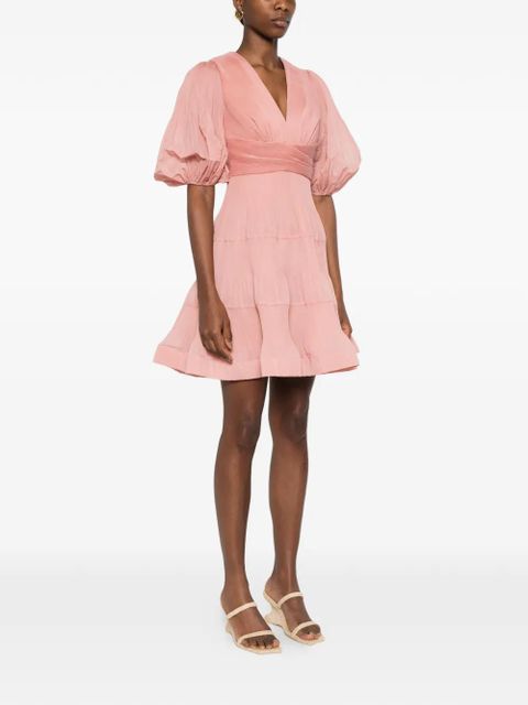 ZIMMERMANN pleated V-neck mini dress - Pink