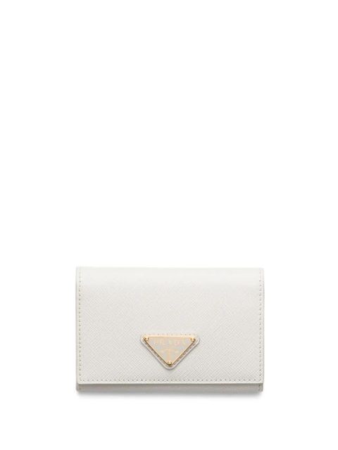 Prada triangle-logo leather cardholder - White - zdjęcie produktu nr 1