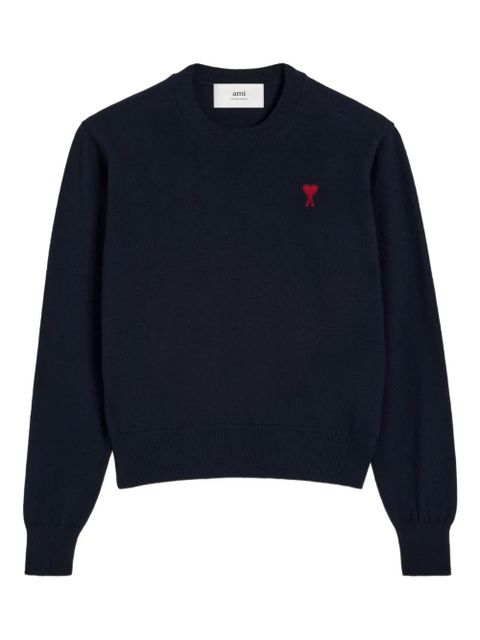AMI Paris crew-neck merino wool jumper - Blue - zdjęcie produktu nr 1