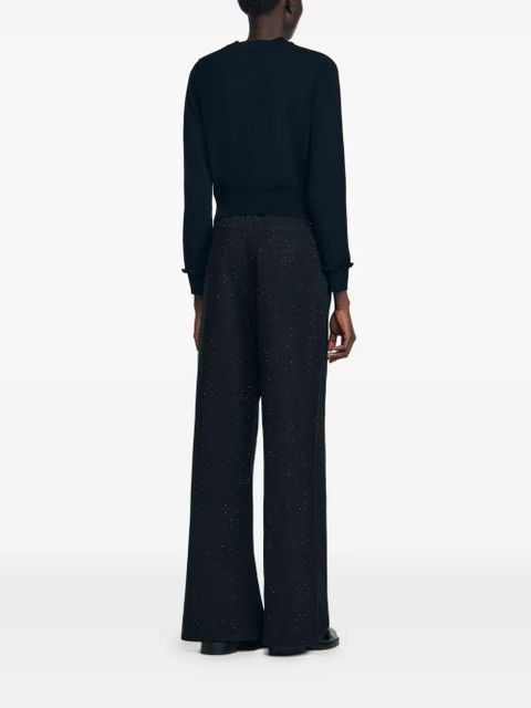 SANDRO ruffle-trim cardigan - Black