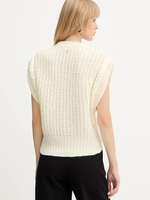 BOSS Orange kamizelka z dodatkiem wełny damski kolor beżowy 50549310